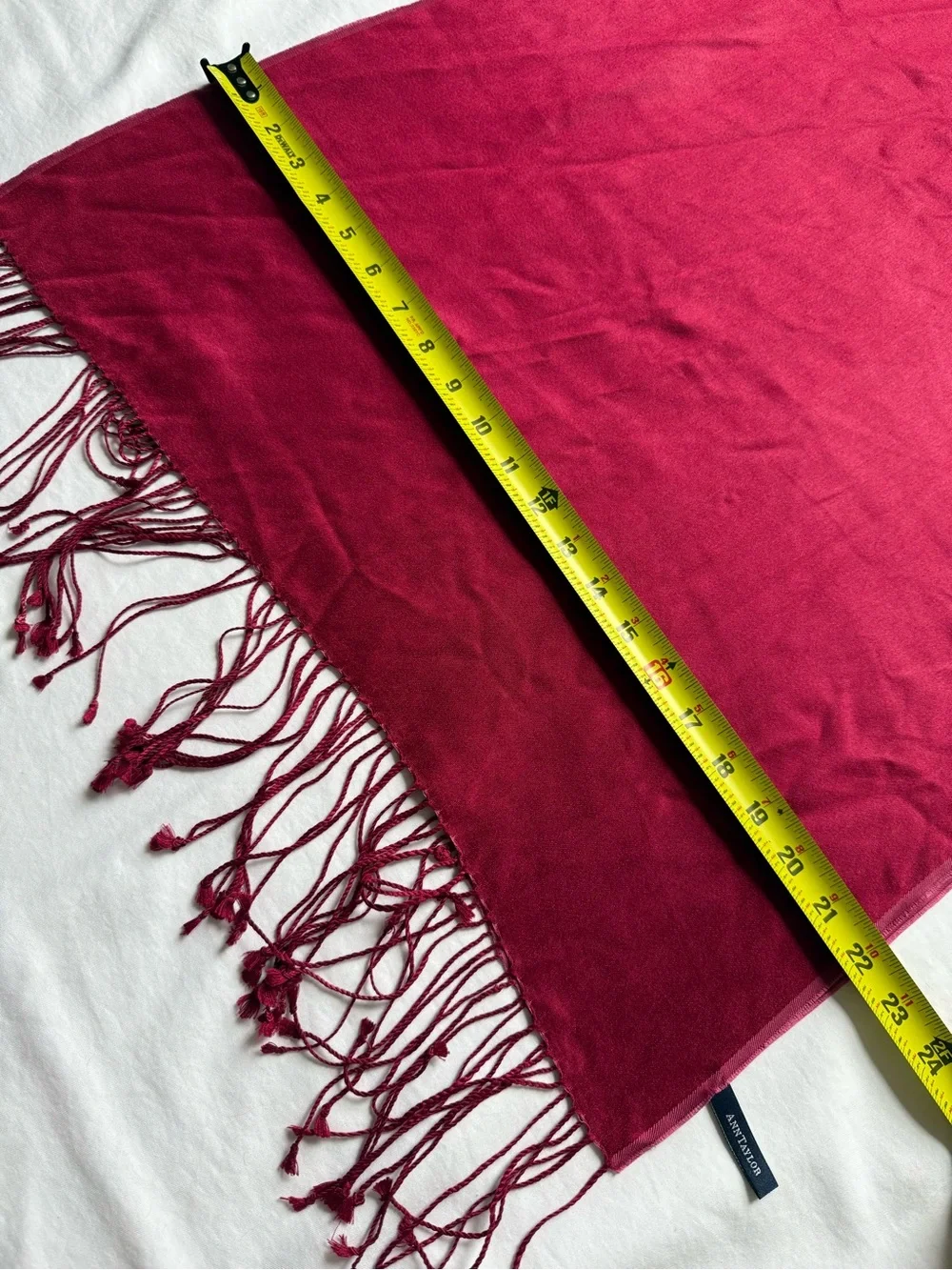 Ann Taylor 100% Silk Fringe Scarf - Berry